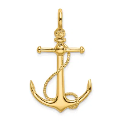 Diamond2deal 14k Yellow Gold 3-d Anchor Long T Bar Shackle Bail Charm