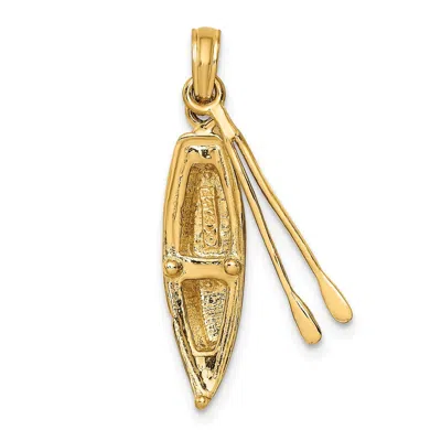 Diamond2deal 14k Yellow Gold 3-d Boat Dangling Oars Charm