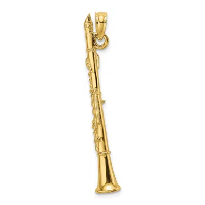 Diamond2deal 14k Yellow Gold 3-d Clarinet Charm