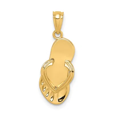 Diamond2deal 14k Yellow Gold 3-d Flip Flop Pendant