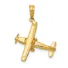 Diamond2deal 14k Yellow Gold 3-d High-wing Airplane Pendant In Yellow