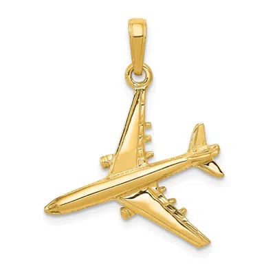 Diamond2deal 14k Yellow Gold 3-d Jet Pendant