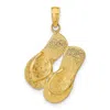 Diamond2deal 14k Yellow Gold 3-d Key West Reversible Flip Flops Pendant In Gold