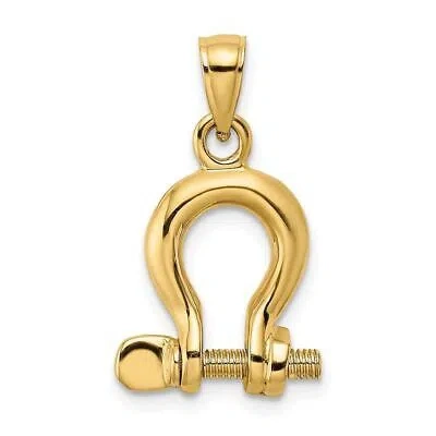 Pre-owned Diamond2deal 14k Yellow Gold 3-d Medium Shackle Link Screw Charm Pendant