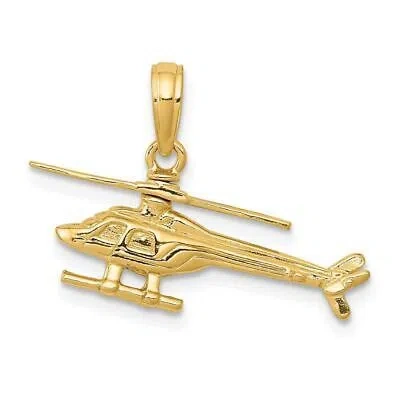 Pre-owned Diamond2deal 14k Yellow Gold 3-d Moveable Helicopter Pendant 2.04g