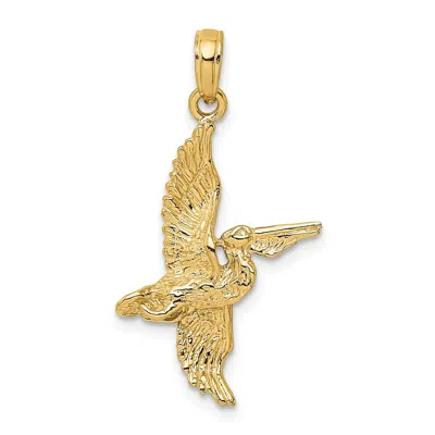 Diamond2deal 14k Gold 3-d Pelican Flying Charm Pendant