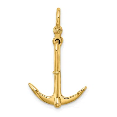 Diamond2deal 14k Yellow Gold 3-d Polished Anchor 2 Piece Moveable Charm