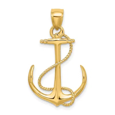 Diamond2deal 14k Yellow Gold 3-d Polished Textured Anchor Rope Charm