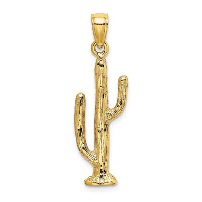 Diamond2deal 14k Yellow Gold 3-d Saguaro Cactus Charm