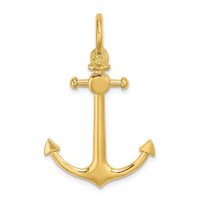 Diamond2deal 14k Yellow Gold 3-d Small Anchor Shackle Bail Charm