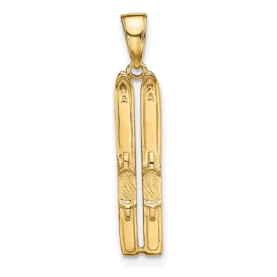 Diamond2deal 14k Yellow Gold 3-d Snow Skis Pendant