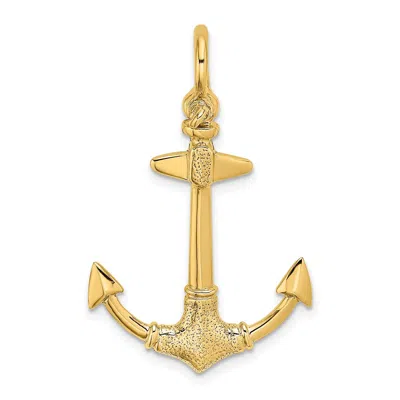 Diamond2deal 14k Yellow Gold 3-d Texture Anchor Charm