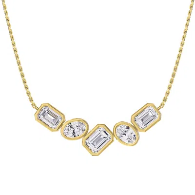 Diamond2deal 14k Yellow Gold 3.2 Ct Oval & Radiant Cut Lab Grown Diamond Pendant Necklace 18" Chain