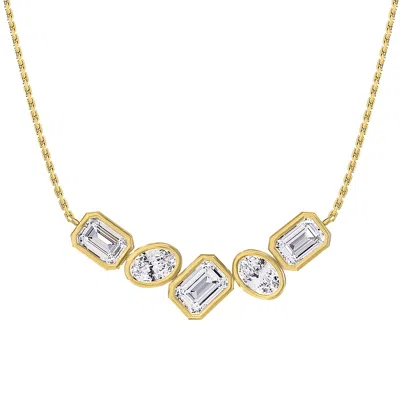 DIAMOND2DEAL 14K YELLOW GOLD 3.2 CT OVAL & RADIANT CUT LAB GROWN DIAMOND PENDANT NECKLACE 18" CHAIN VVS-VS, E-F