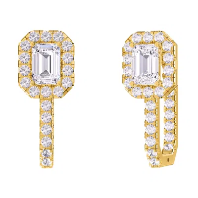 DIAMOND2DEAL 14K YELLOW GOLD 3.20 CT RADIANT CUT LAB GROWN DIAMOND HOOP EARRINGS VVS-VS, E-F