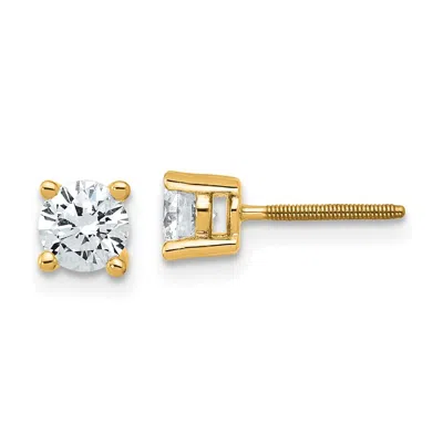 Diamond2deal 14k Yellow Gold 3/4 Ct Round Lab Grown Diamond Stud Earrings Screw Back Vs Clarity, G-h Color