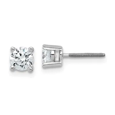 Diamond2deal 14k Yellow Gold 3/4 Ct Round Lab Grown Diamond Stud Earrings Screw Back Vs Clarity, G-h Color In White