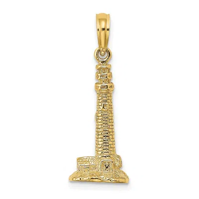 Diamond2deal 14k Yellow Gold 3d Cape May, Nj Lighthouse Charm