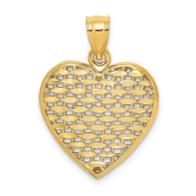 Diamond2deal 14k Yellow Gold 3-d Diamond-cut Puffed Heart Charm Pendant