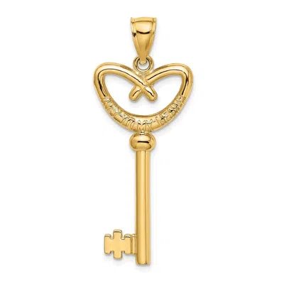 Diamond2deal 14k Yellow Gold 3d Key To My Heart Key Charm