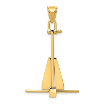 Diamond2deal 14k Yellow Gold 3d Moveable Anchor Pendant In Transparent