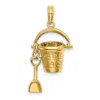 Diamond2deal 14k Yellow Gold 3d Myrtle Beach Bucket Shovel Charm In Yellow