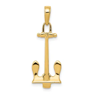 Diamond2deal 14k Yellow Gold 3d Navy Anchor Pendant