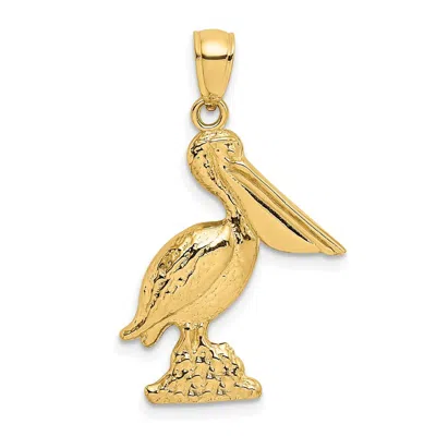 Diamond2deal 14k Yellow Gold 3-d Pelican Standing Charm Pendant In Gray