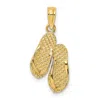 Diamond2deal 14k Yellow Gold 3d Textured Cape May Flip-flop Charm In Yellow
