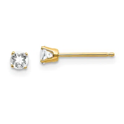 Diamond2deal 14k Yellow Gold 3mm White Topaz Stud Earrings