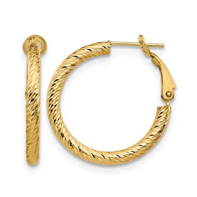 Diamond2deal 14k Yellow Gold 3x20 Round Omega Back Hoop Earrings