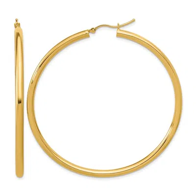 Diamond2deal 14k Gold Polished 2.5mm Round Lightweight Tube Hoop Earrings