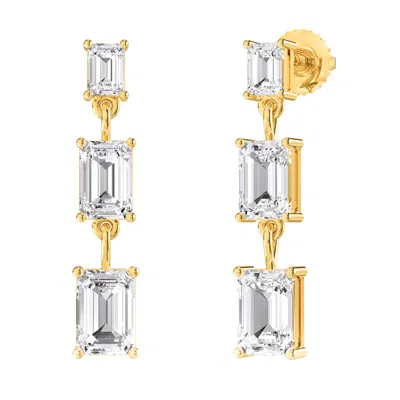 DIAMOND2DEAL 14K YELLOW GOLD 4 CT RADIANT CUT LAB GROWN DIAMOND DROP & DANGLE EARRINGS VVS-VS, E-F