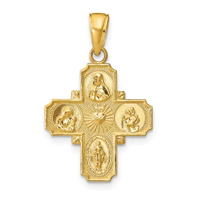 Diamond2deal 14k Yellow Gold 4-way Medal Pendant