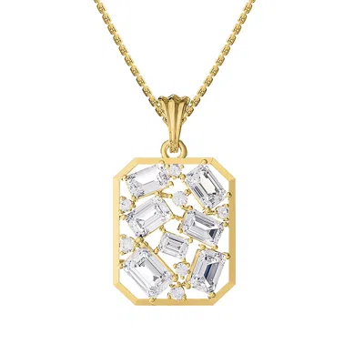 Diamond2deal 14k Yellow Gold 5 Ct Emerald Cut Lab Grown Diamond Pendant Necklace 18" Chain Vvs-vs, E-f
