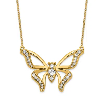 Diamond2deal 14k Yellow Gold 5/8 Ct Lab Grown Diamond Butterfly Pendant Necklace 18" Clarity Vs, Color G-h