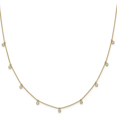 Diamond2deal 14k Yellow Gold 5/8 Ct Lab Grown Diamond Nine Station Necklace 18" Clarity Vs, Color D-e