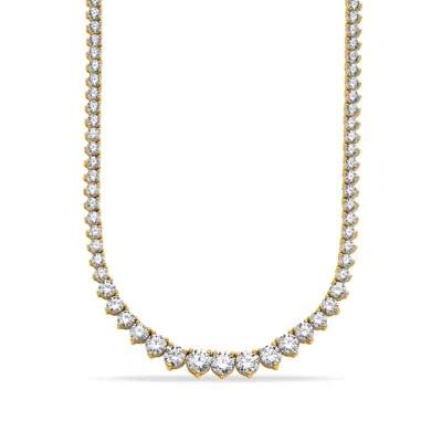 DIAMOND2DEAL DIAMOND2DEAL 14K YELLOW GOLD 5CT ROUND LAB GROWN DIAMOND. 4 PRONG LIGHTWEIGHT GRADUATED NECKLACE (E-