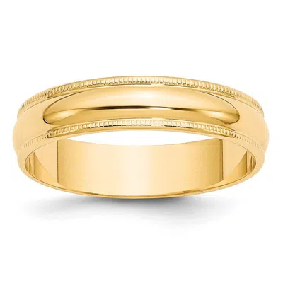 Diamond2deal 14k Yellow Gold 5mm Lightweight Milgrain Half Round Wedding Band Ring In Metallic