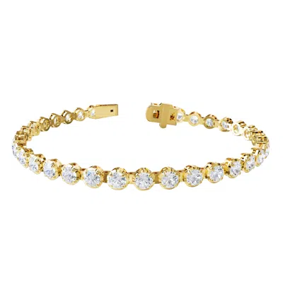 Diamond2deal 18k Vermeil Plated Silver 5.9 Ct Round Lab Grown Diamond Fancy Tennis Bracelet 7" Vvs-v In Yellow