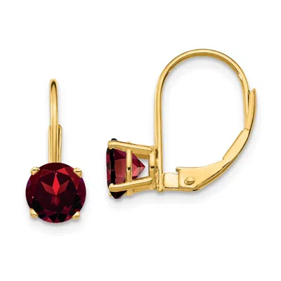Diamond2deal 14k Yellow Gold 6mm Garnet Drop Dangle Earrings