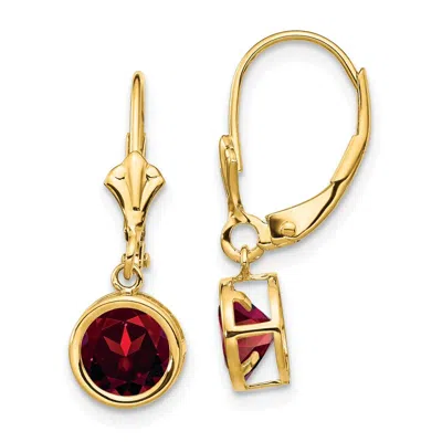 Diamond2deal 14k Yellow Gold 6mm Garnet Drop Dangle Earrings In Multi
