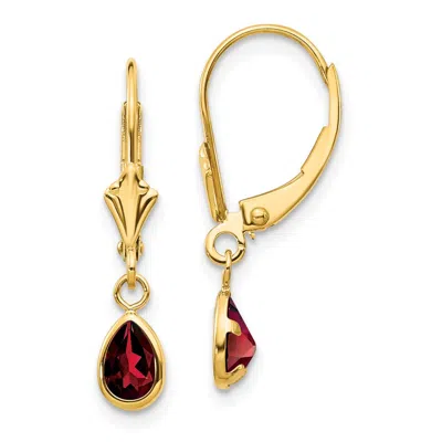 Diamond2deal 14k Yellow Gold 6x4mm Garnet Stud Earrings
