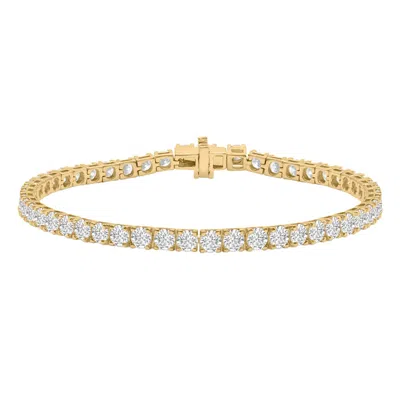 DIAMOND2DEAL DIAMOND2DEAL 14K YELLOW GOLD 7 CTW LAB-GROWN DIAMOND 4-PRONG SETTING STRAIGHT-LINE TENNIS BRACELET (
