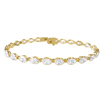 Diamond2deal 14k Yellow Gold 7.30 Ct Oval Cut Lab Grown Diamond Tennis Bracelet 7" Vvs-vs