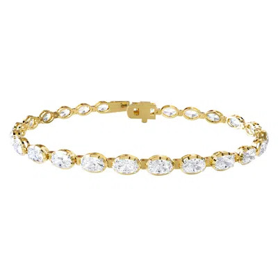 Diamond2deal 14k Yellow Gold 7.30 Ct Oval Cut Lab Grown Diamond Tennis Bracelet 7" Vvs-vs, E-f