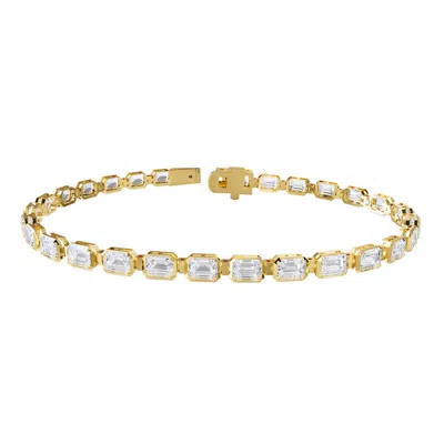 Diamond2deal 18k Vermeil Plated Silver 7.75 Ct Radiant Cut Lab Grown Diamond Tennis Bracelet 7" Vvs- In Yellow