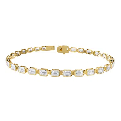 DIAMOND2DEAL 14K YELLOW GOLD 7.75 CT RADIANT CUT LAB GROWN DIAMOND TENNIS BRACELET 7" VVS-VS, E-F