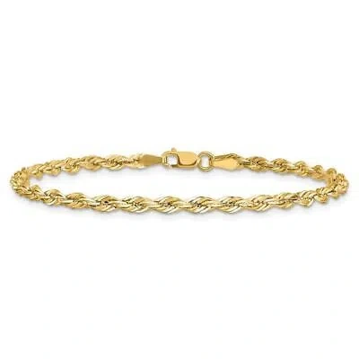 Pre-owned Diamond2deal 14k Yellow Gold 8 Inch 3mm Semi Solid Rope With Lobster Clasp Chain Bracelet