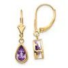 Diamond2deal 14k Yellow Gold 8x5mm Amethyst Dangle Earrings